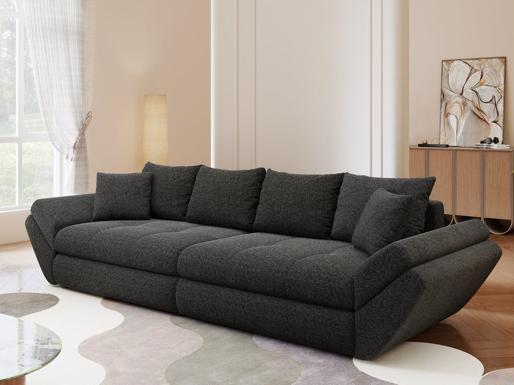 Canapea extensibilă dumonde cu ladă de depozitare si sezut confortabil din spuma high-density, Loana Monte Negru 300x100 cm