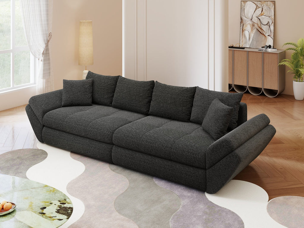 Canapea extensibilă dumonde cu ladă de depozitare si sezut confortabil din spuma high-density, Loana Monte Negru 300x100 cm