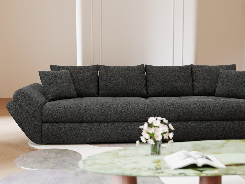 Canapea extensibilă dumonde cu ladă de depozitare si sezut confortabil din spuma high-density, Loana Monte Negru 300x100 cm
