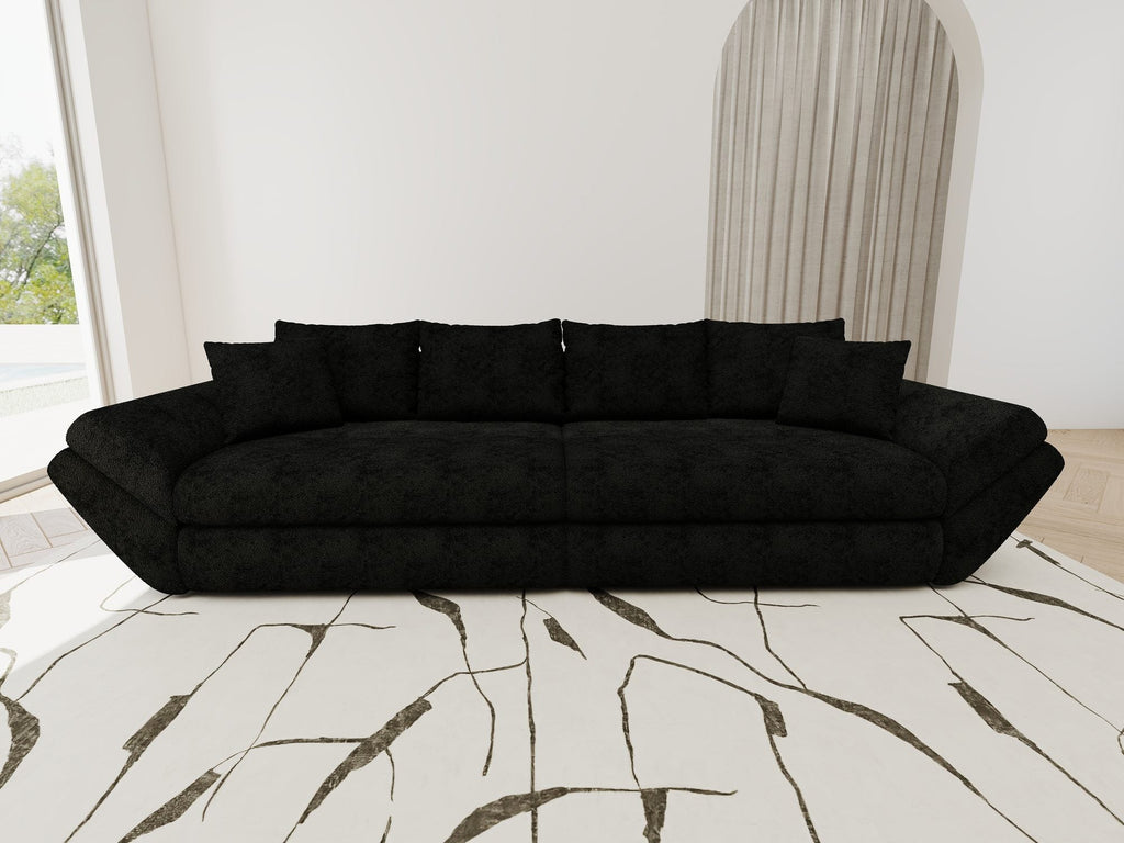 Canapea extensibilă dumonde cu ladă de depozitare si sezut confortabil din spuma high-density, Loana Quelle Negru 300x100 cm