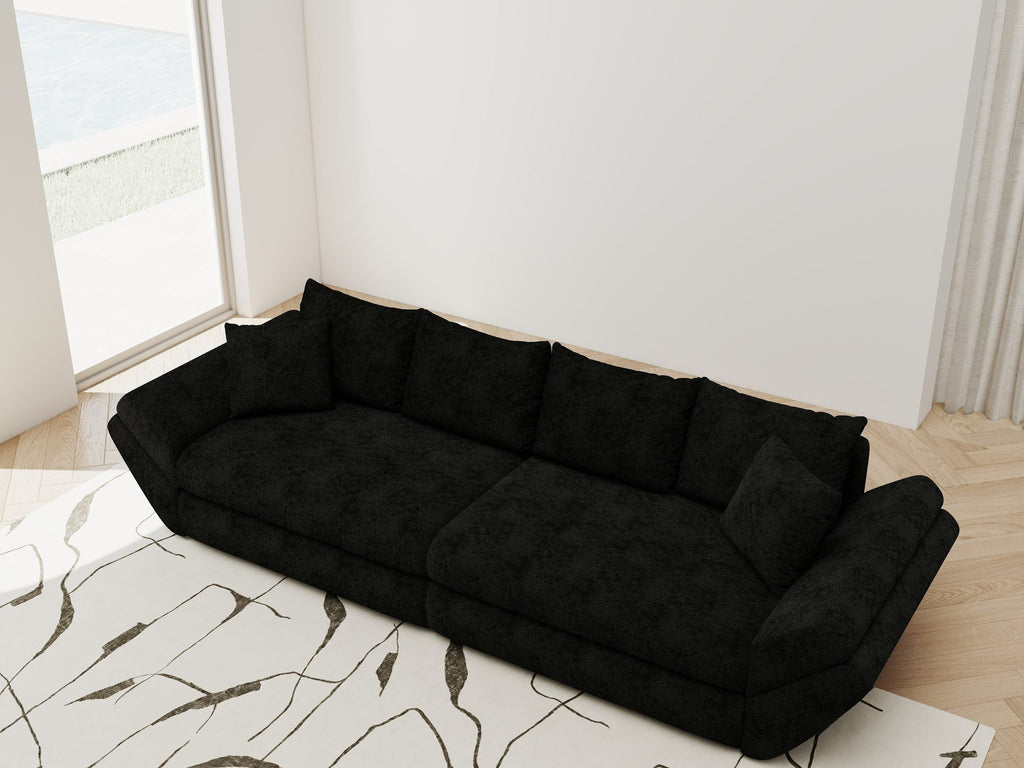 Canapea extensibilă dumonde cu ladă de depozitare si sezut confortabil din spuma high-density, Loana Quelle Negru 300x100 cm