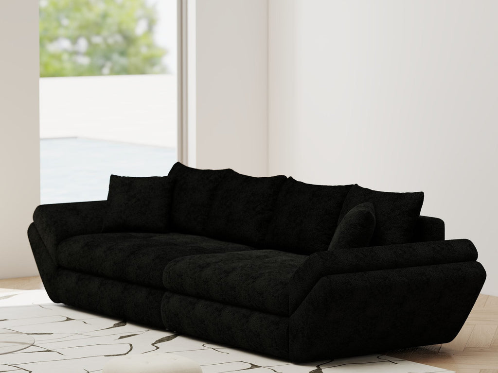 Canapea extensibilă dumonde cu ladă de depozitare si sezut confortabil din spuma high-density, Loana Quelle Negru 300x100 cm