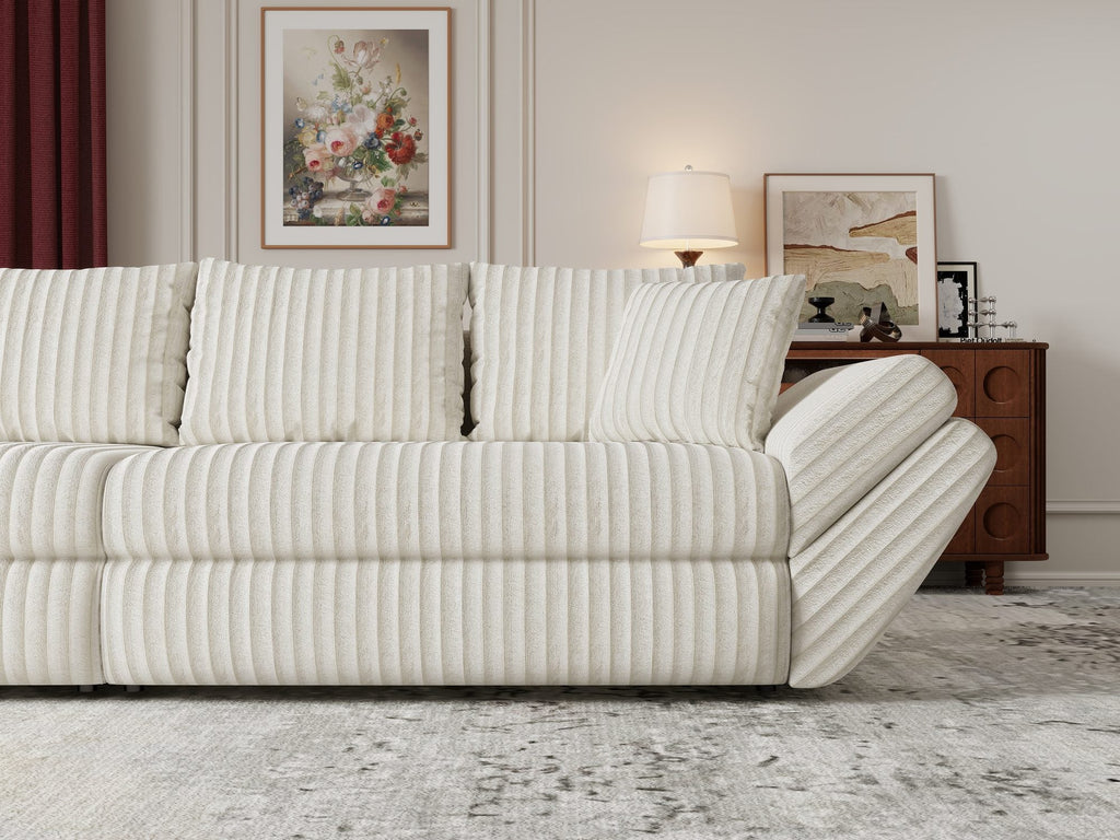 Canapea extensibilă dumonde cu ladă de depozitare si sezut confortabil din spuma high-density, Loana Tilia Bej 300x100 cm