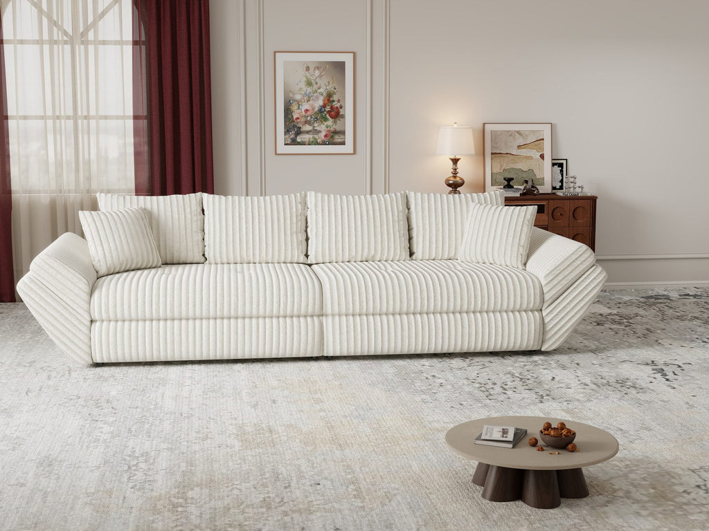 Canapea extensibilă dumonde cu ladă de depozitare si sezut confortabil din spuma high-density, Loana Tilia Bej 300x100 cm