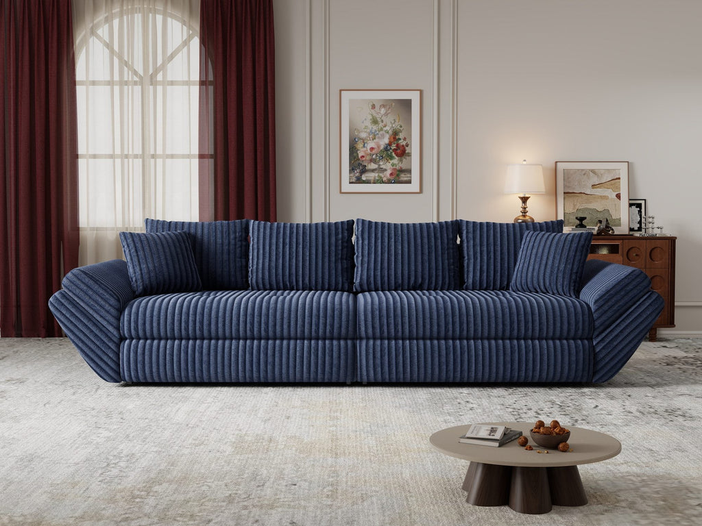 Canapea extensibilă dumonde cu ladă de depozitare si sezut confortabil din spuma high-density, Loana Tilia Albastru 300x100 cm