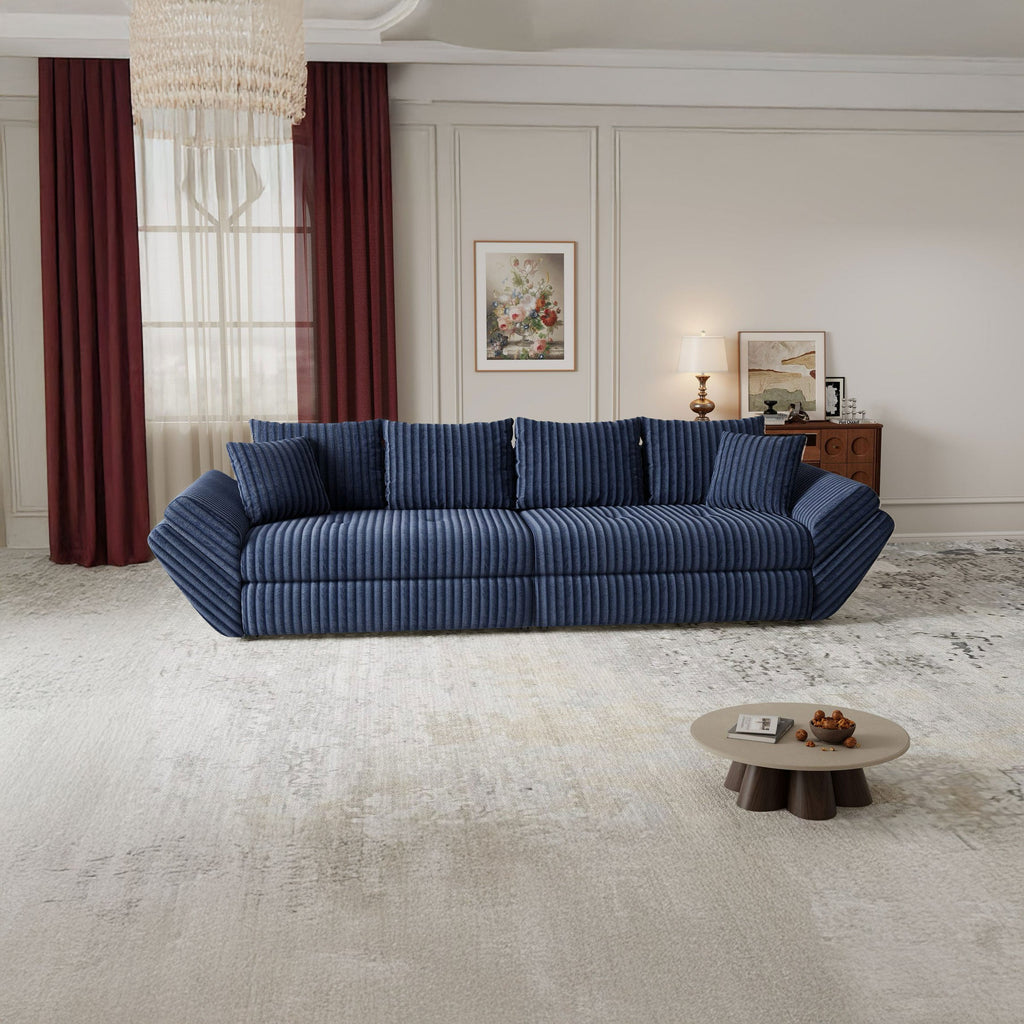 Canapea extensibilă dumonde cu ladă de depozitare si sezut confortabil din spuma high-density, Loana Tilia Albastru 300x100 cm
