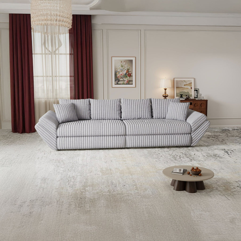Canapea extensibilă dumonde cu ladă de depozitare si sezut confortabil din spuma high-density, Loana Tilia Gri 300x100 cm