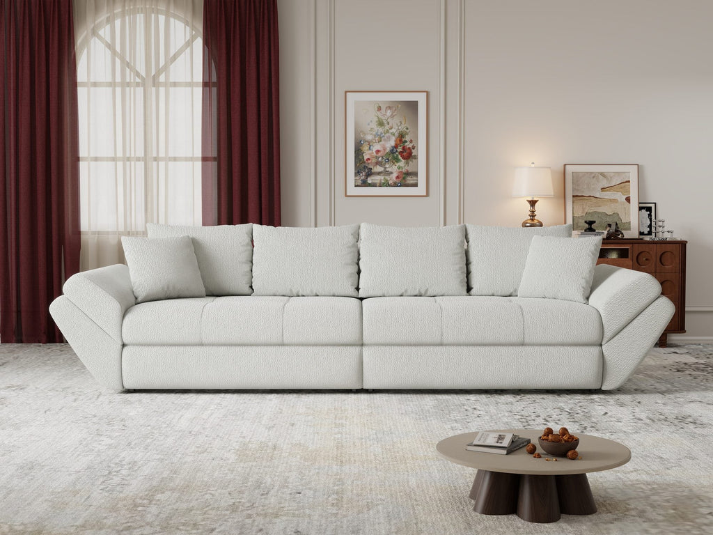Canapea extensibilă dumonde cu ladă de depozitare si sezut confortabil din spuma high-density, Loana Vibe Bej 300x100 cm
