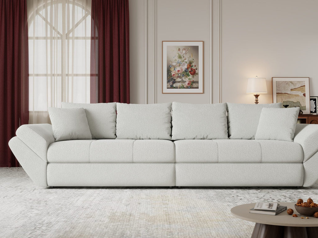 Canapea extensibilă dumonde cu ladă de depozitare si sezut confortabil din spuma high-density, Loana Vibe Bej 300x100 cm