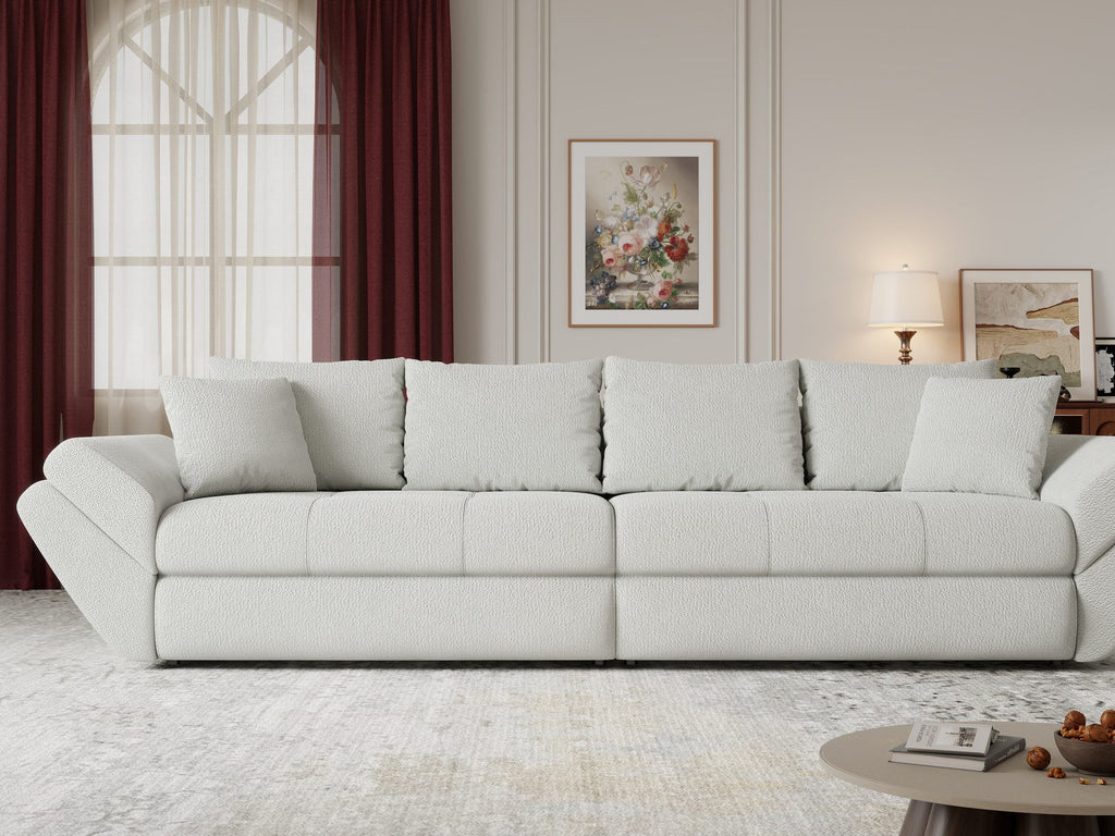 Canapea extensibilă dumonde cu ladă de depozitare si sezut confortabil din spuma high-density, Loana Vibe Bej 300x100 cm