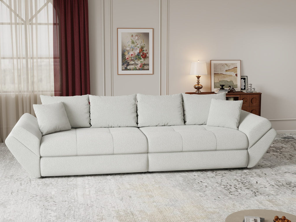 Canapea extensibilă dumonde cu ladă de depozitare si sezut confortabil din spuma high-density, Loana Vibe Bej 300x100 cm