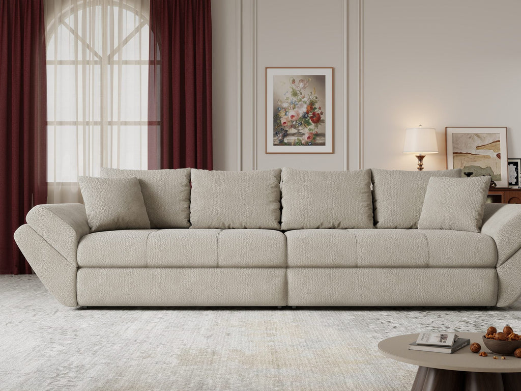 Canapea extensibilă dumonde cu ladă de depozitare si sezut confortabil din spuma high-density, Loana Vibe Bej 300x100 cm