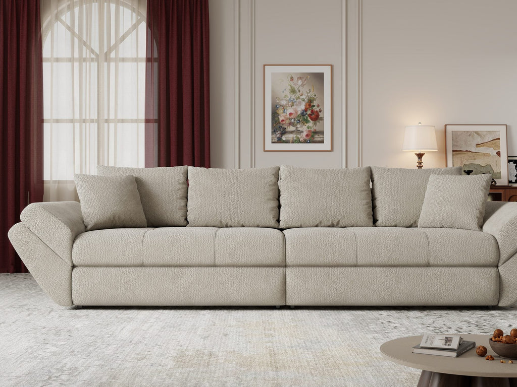 Canapea extensibilă dumonde cu ladă de depozitare si sezut confortabil din spuma high-density, Loana Vibe Bej 300x100 cm