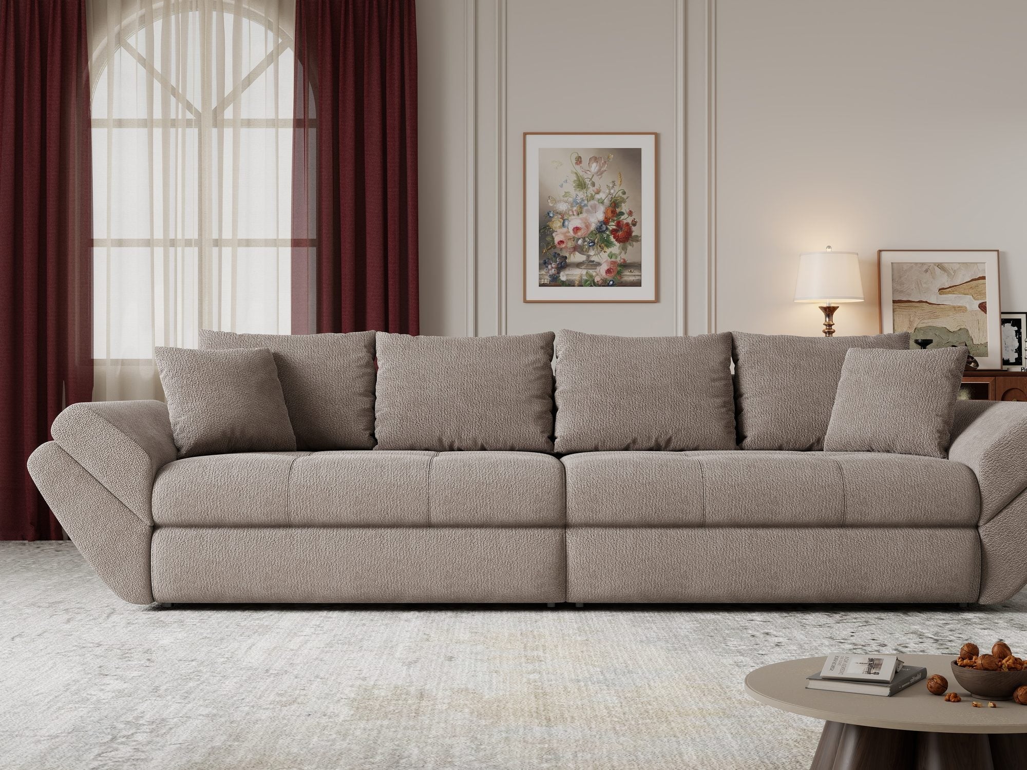 Canapea extensibilă dumonde cu ladă de depozitare si sezut confortabil din spuma high-density, Loana Vibe Maro 300x100 cm