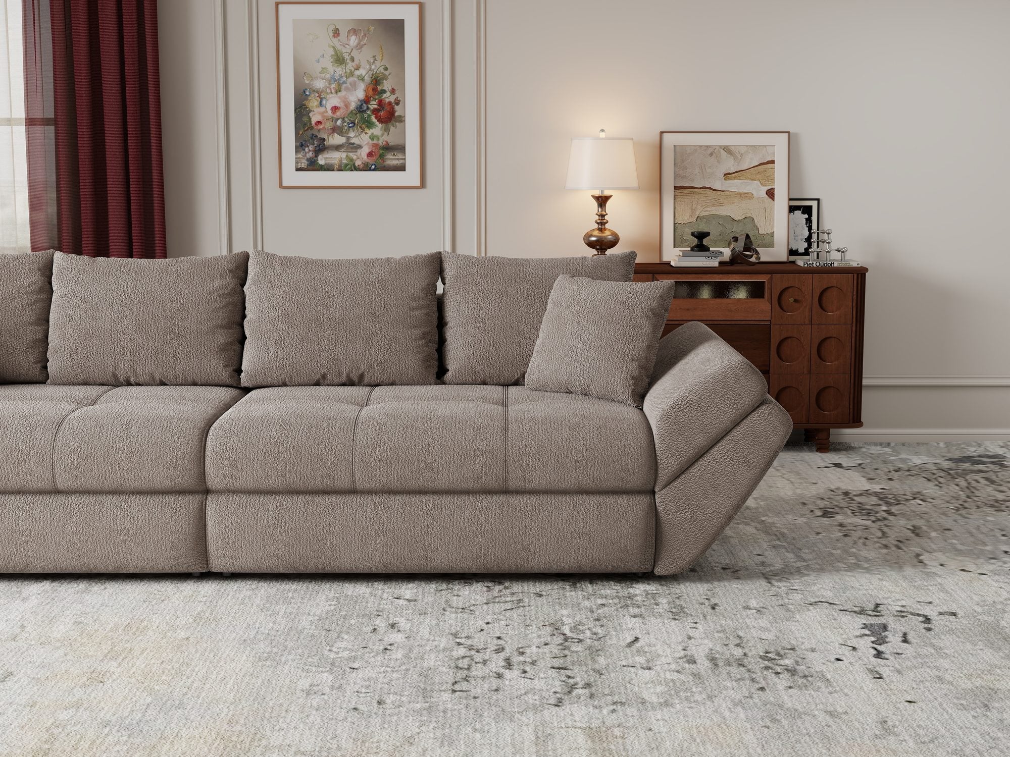 Canapea extensibilă dumonde cu ladă de depozitare si sezut confortabil din spuma high-density, Loana Vibe Maro 300x100 cm