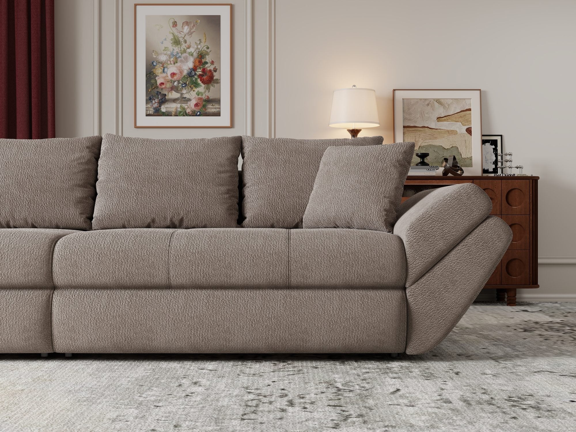 Canapea extensibilă dumonde cu ladă de depozitare si sezut confortabil din spuma high-density, Loana Vibe Maro 300x100 cm
