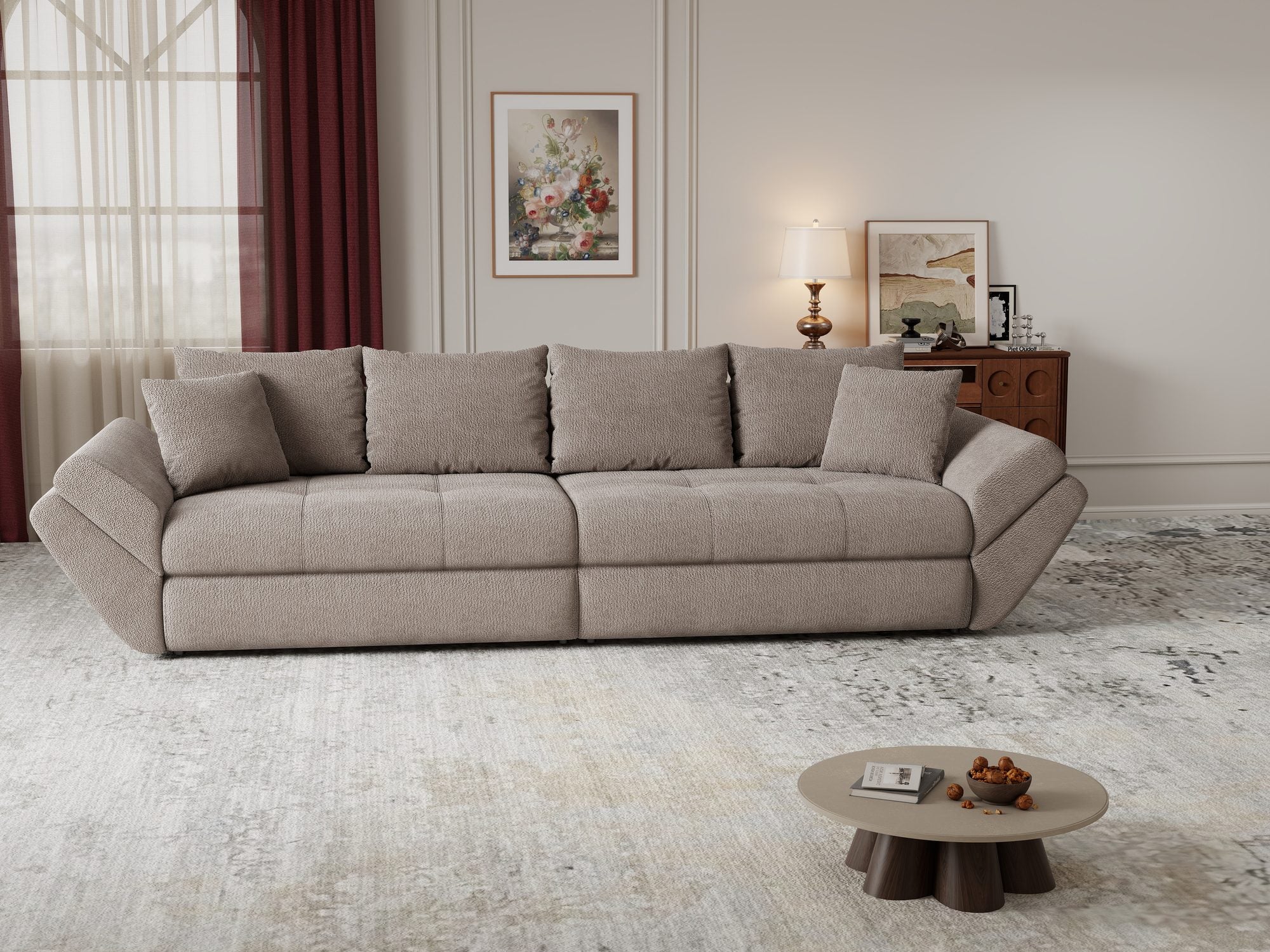Canapea extensibilă dumonde cu ladă de depozitare si sezut confortabil din spuma high-density, Loana Vibe Maro 300x100 cm
