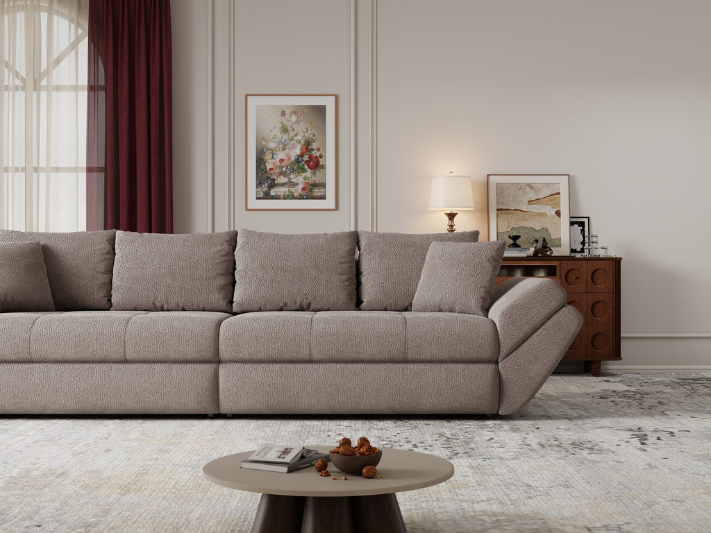 Canapea extensibilă dumonde cu ladă de depozitare si sezut confortabil din spuma high-density, Loana Vibe Maro 300x100 cm