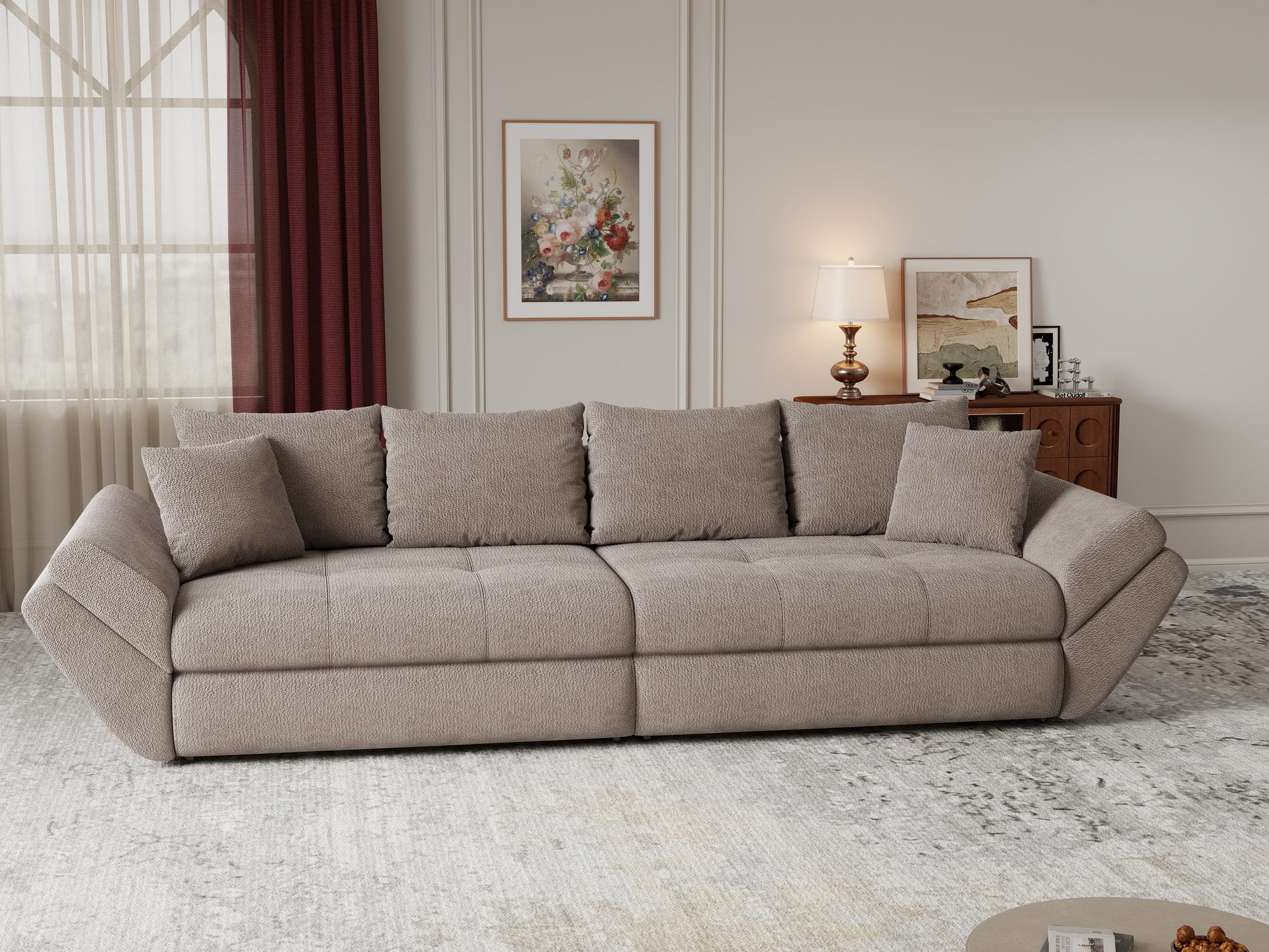 Canapea extensibilă dumonde cu ladă de depozitare si sezut confortabil din spuma high-density, Loana Vibe Maro 300x100 cm