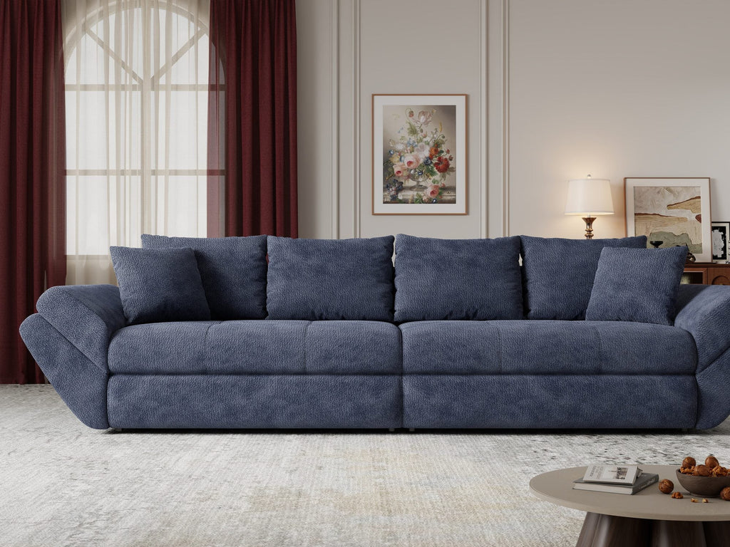 Canapea extensibilă dumonde cu ladă de depozitare si sezut confortabil din spuma high-density, Loana Vibe Albastru 300x100 cm