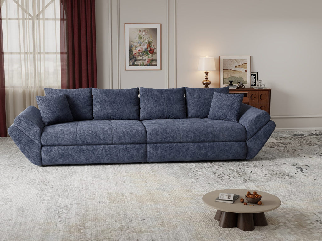 Canapea extensibilă dumonde cu ladă de depozitare si sezut confortabil din spuma high-density, Loana Vibe Albastru 300x100 cm