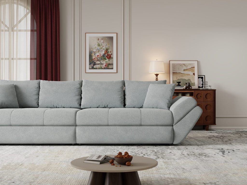 Canapea extensibilă dumonde cu ladă de depozitare si sezut confortabil din spuma high-density, Loana Vibe Mint 300x100 cm