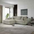 Colțar extensibil dumonde cu ladă de depozitare si sezut confortabil din spuma high-density, Loana Cremona Bej 270x185 cm