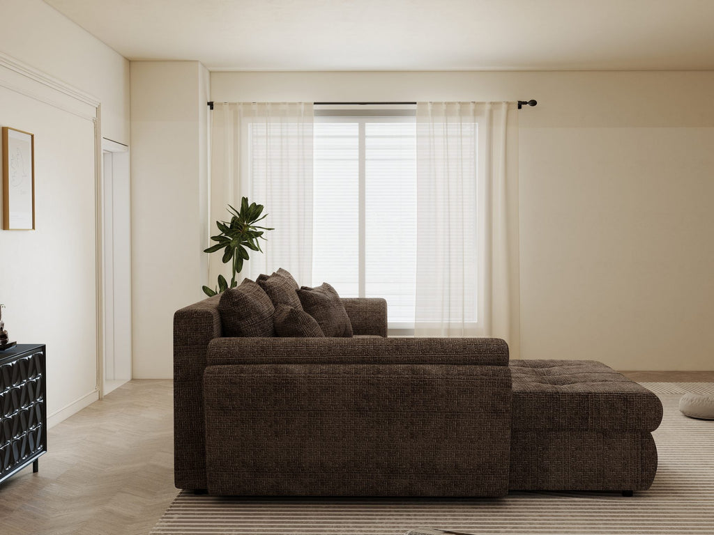 Colțar extensibil dumonde cu ladă de depozitare si sezut confortabil din spuma high-density, Loana Cremona Maro-bej 270x185 cm