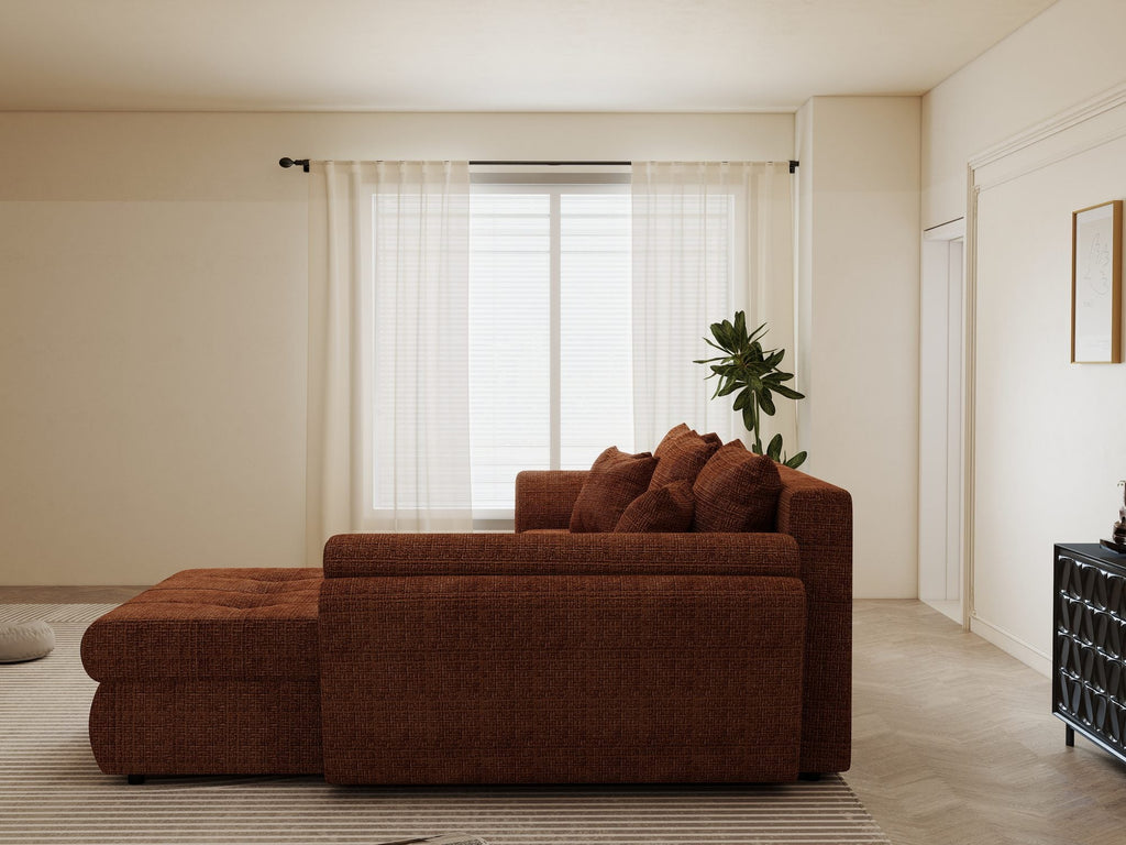 Colțar extensibil dumonde cu ladă de depozitare si sezut confortabil din spuma high-density, Loana Cremona Teracota II 270x185 cm