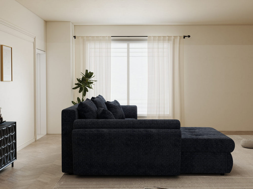 Colțar extensibil dumonde cu ladă de depozitare si sezut confortabil din spuma high-density, Loana Cremona Albastru 270x185 cm