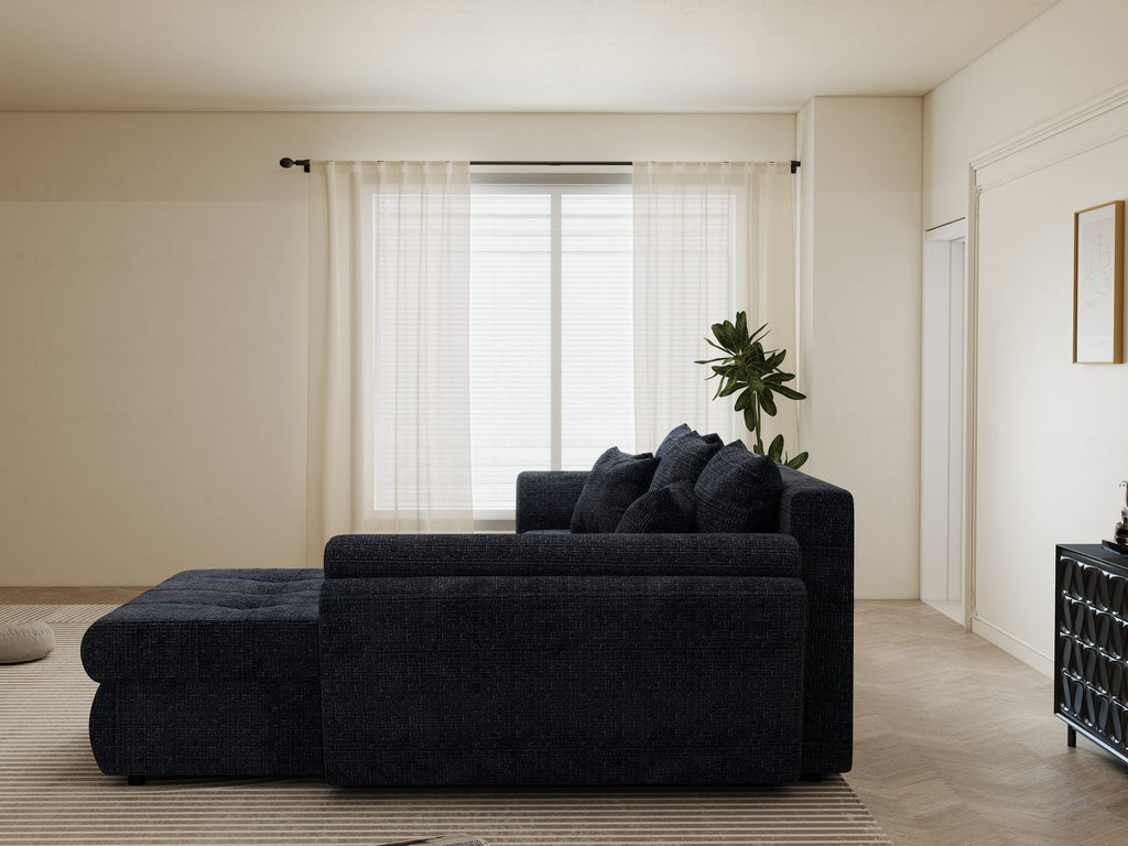 Colțar extensibil dumonde cu ladă de depozitare si sezut confortabil din spuma high-density, Loana Cremona Albastru II 270x185 cm