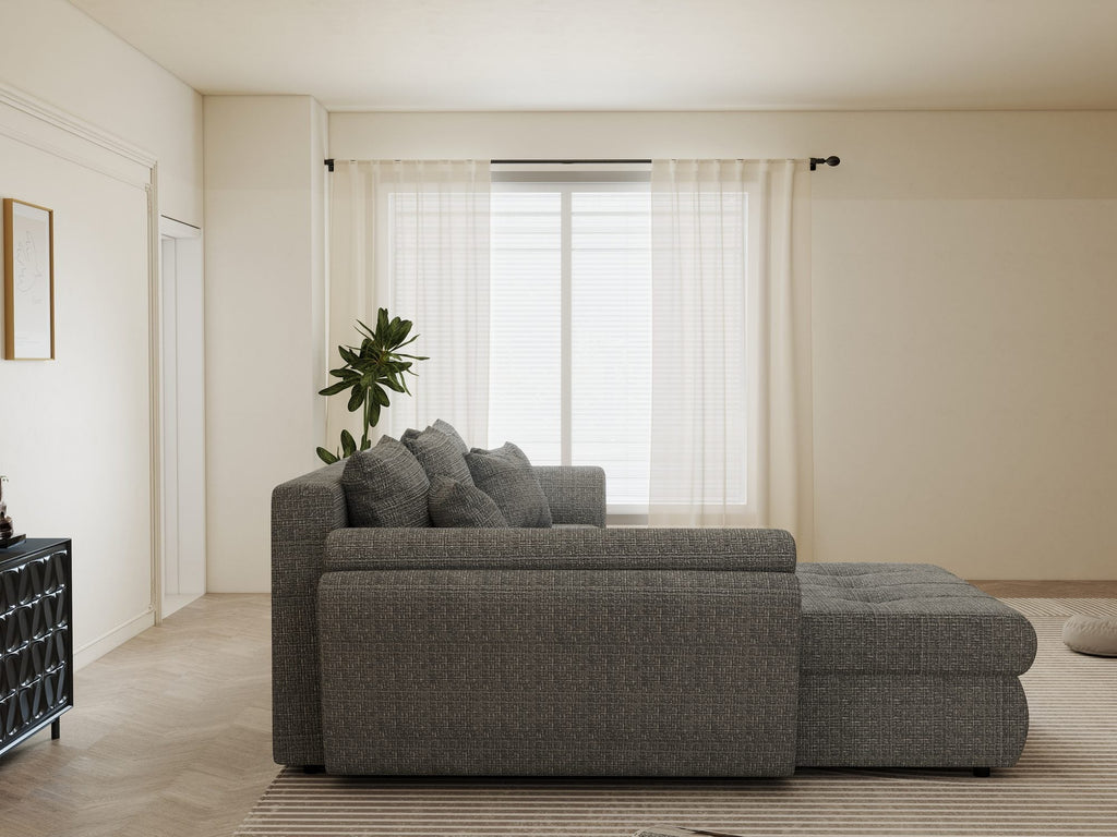 Colțar extensibil dumonde cu ladă de depozitare si sezut confortabil din spuma high-density, Loana Cremona Gri 270x185 cm