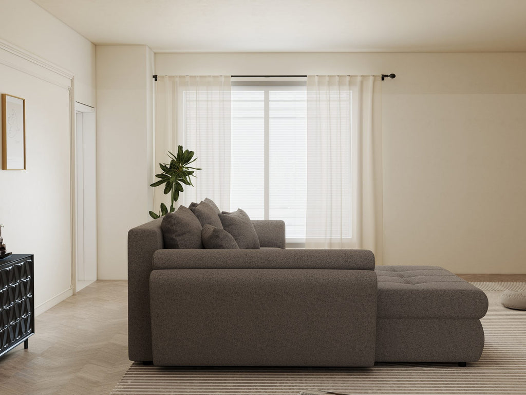 Colțar extensibil dumonde cu ladă de depozitare si sezut confortabil din spuma high-density, Loana Monte Gri 270x185 cm