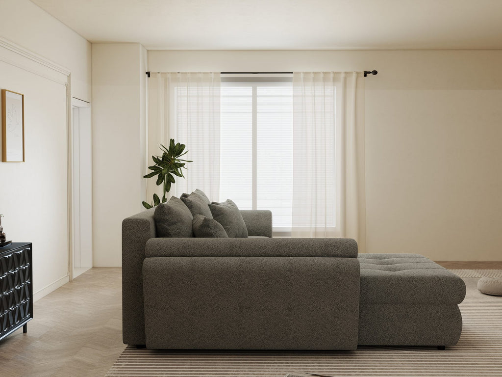 Colțar extensibil dumonde cu ladă de depozitare si sezut confortabil din spuma high-density, Loana Quelle Gri 270x185 cm