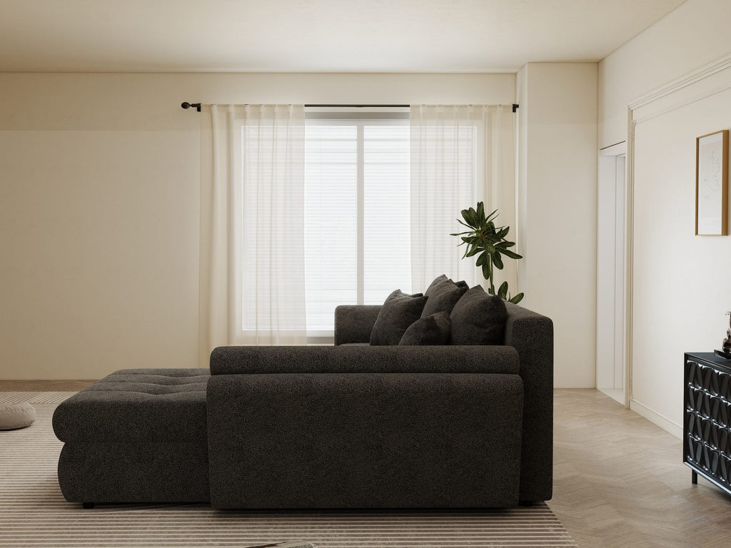 Colțar extensibil dumonde cu ladă de depozitare si sezut confortabil din spuma high-density, Loana Quelle Gri II 270x185 cm
