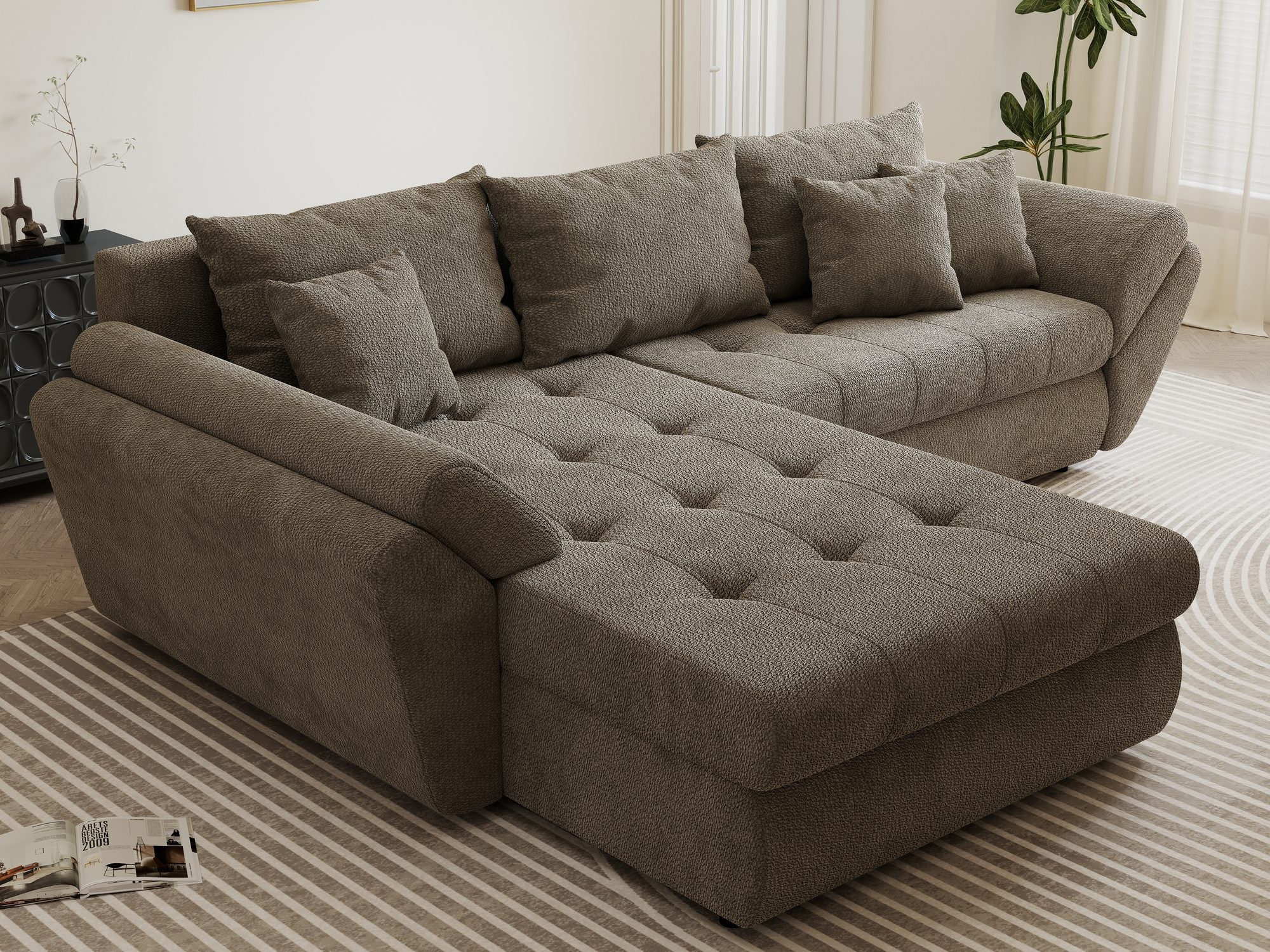 Colțar extensibil dumonde cu ladă de depozitare si sezut confortabil din spuma high-density, Loana Vibe 270x185 cm