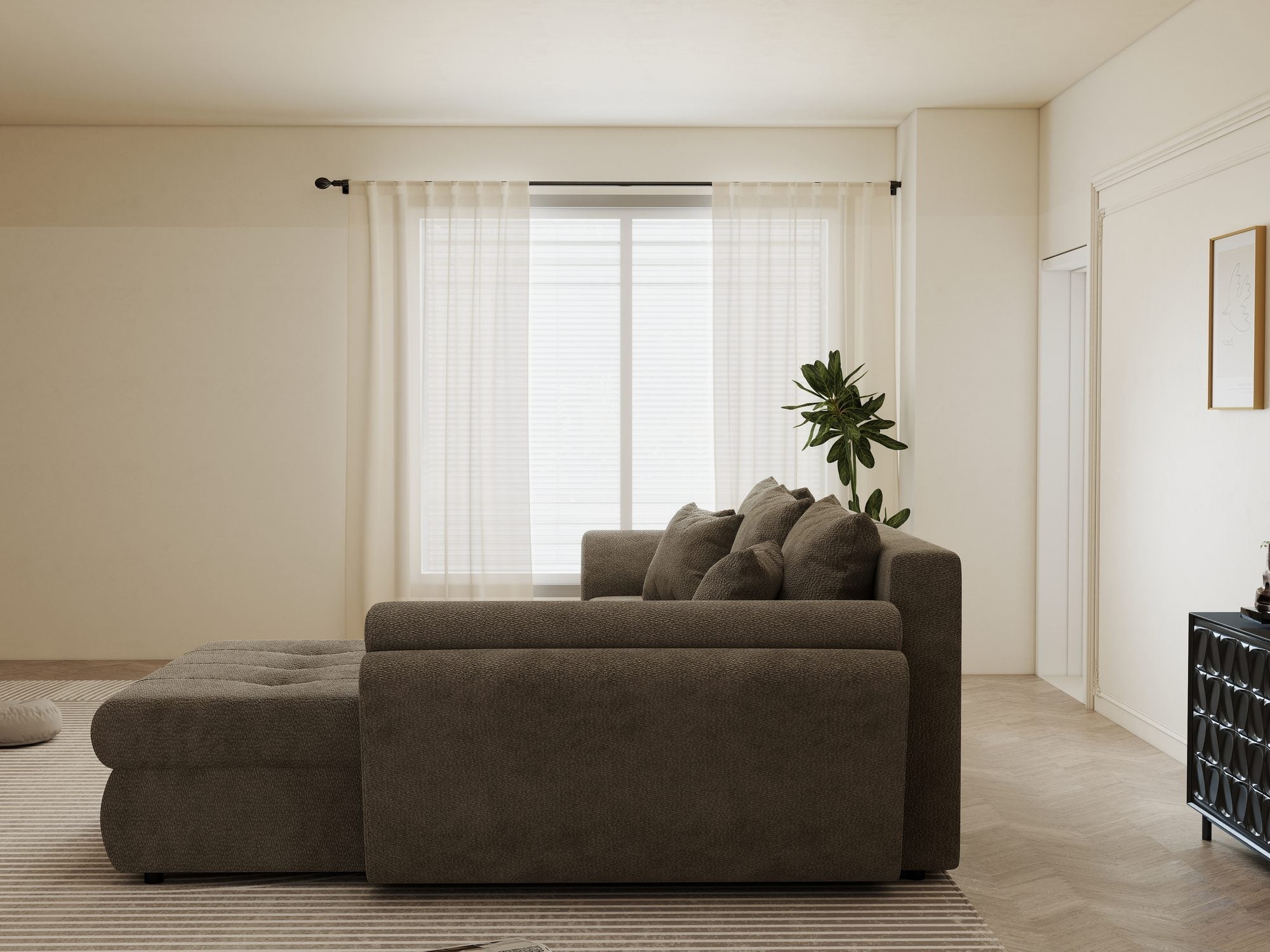 Colțar extensibil dumonde cu ladă de depozitare si sezut confortabil din spuma high-density, Loana Vibe II 270x185 cm