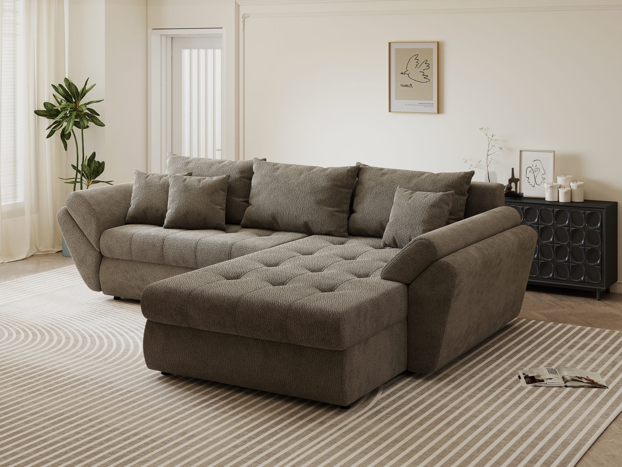 Colțar extensibil dumonde cu ladă de depozitare si sezut confortabil din spuma high-density, Loana Vibe II 270x185 cm