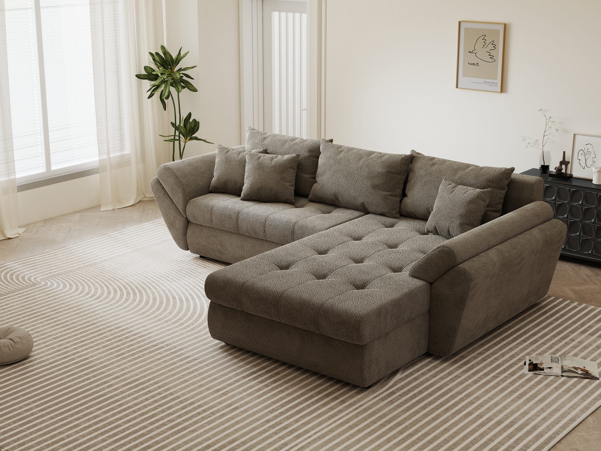 Colțar extensibil dumonde cu ladă de depozitare si sezut confortabil din spuma high-density, Loana Vibe II 270x185 cm