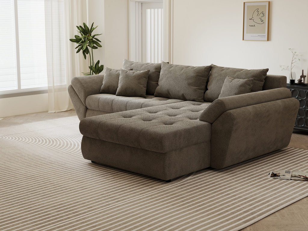 Colțar extensibil dumonde cu ladă de depozitare si sezut confortabil din spuma high-density, Loana Vibe II 270x185 cm