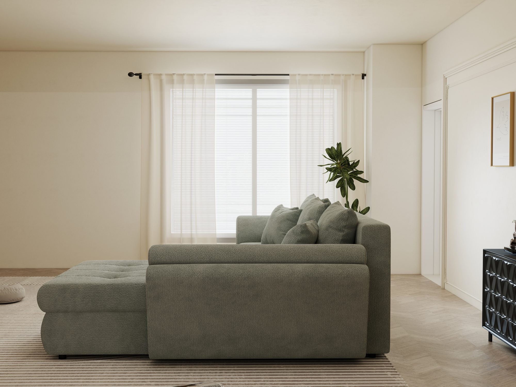 Colțar extensibil dumonde cu ladă de depozitare si sezut confortabil din spuma high-density, Loana Vibe Mint II 270x185 cm