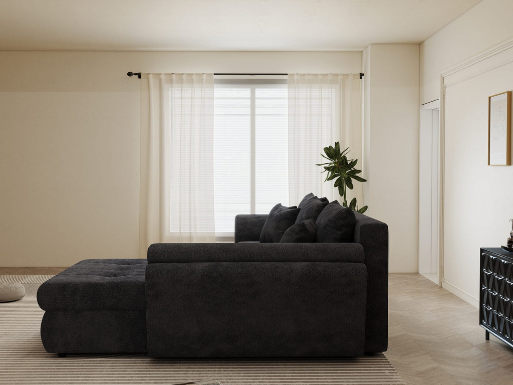 Colțar extensibil dumonde cu ladă de depozitare si sezut confortabil din spuma high-density, Loana Vibe Gri antracit II 270x185 cm