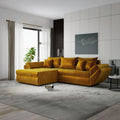 Colțar extensibil dumonde cu ladă de depozitare si sezut confortabil din spuma high-density, Loana Monolith Mustar 270x185 cm