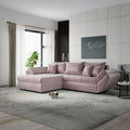 Colțar extensibil dumonde cu ladă de depozitare si sezut confortabil din spuma high-density, Loana Monolith Roz pudrat 270x185 cm