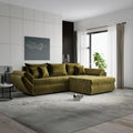 Colțar extensibil dumonde cu ladă de depozitare si sezut confortabil din spuma high-density, Loana Monolith Verde olive II 270x185 cm