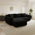 Colțar extensibil dumonde cu ladă de depozitare si sezut confortabil din spuma high-density, Loana Monte Negru 270x185 cm