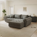 Colțar extensibil dumonde cu ladă de depozitare si sezut confortabil din spuma high-density, Loana Quelle Gri II 270x185 cm