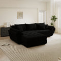 Colțar extensibil dumonde cu ladă de depozitare si sezut confortabil din spuma high-density, Loana Quelle Negru 270x185 cm