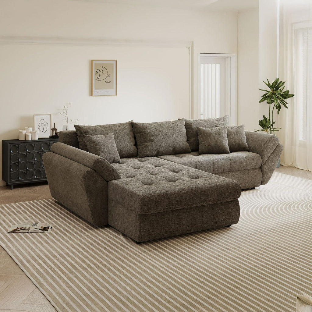 Colțar extensibil dumonde cu ladă de depozitare si sezut confortabil din spuma high-density, Loana Vibe 270x185 cm