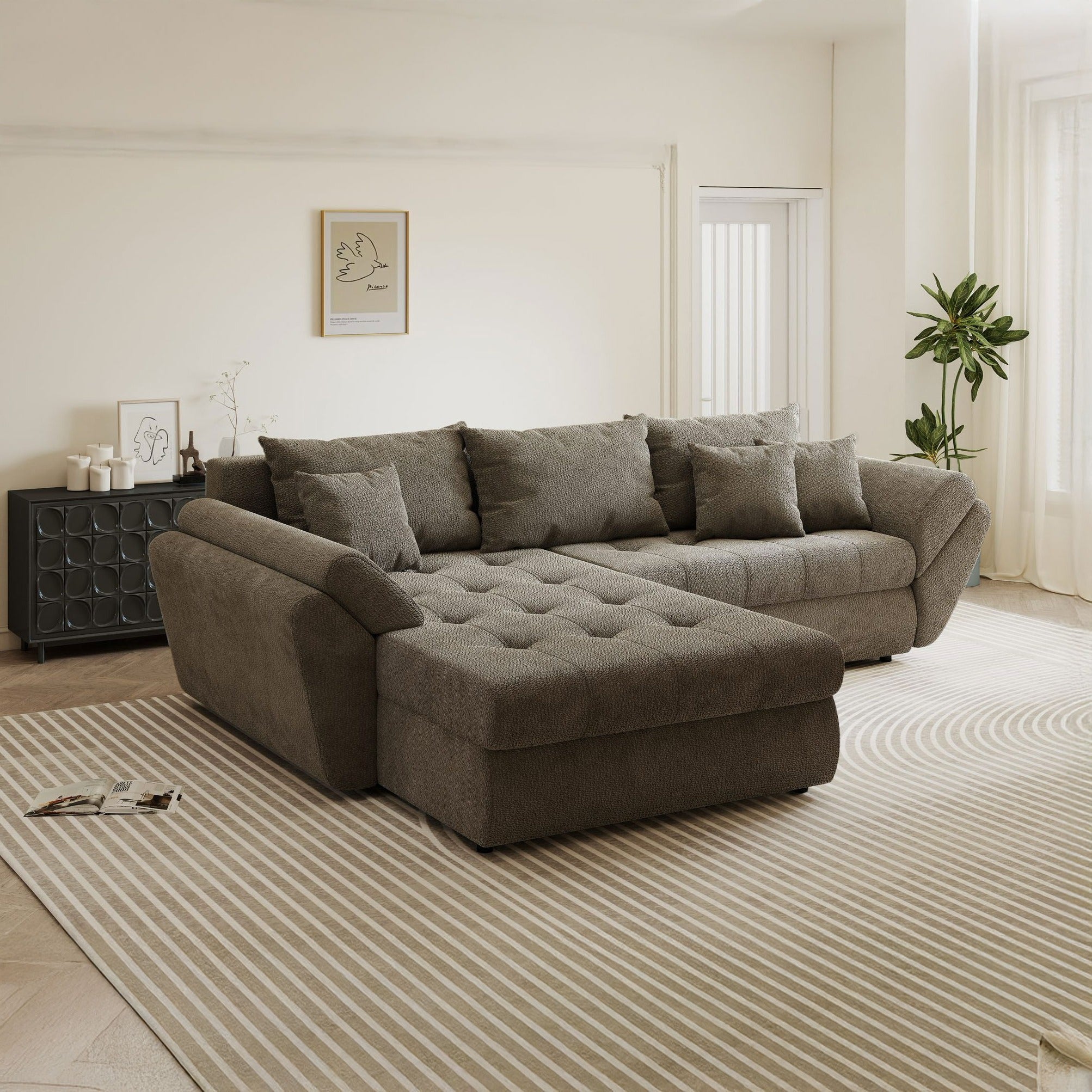 Colțar extensibil dumonde cu ladă de depozitare si sezut confortabil din spuma high-density, Loana Vibe 270x185 cm